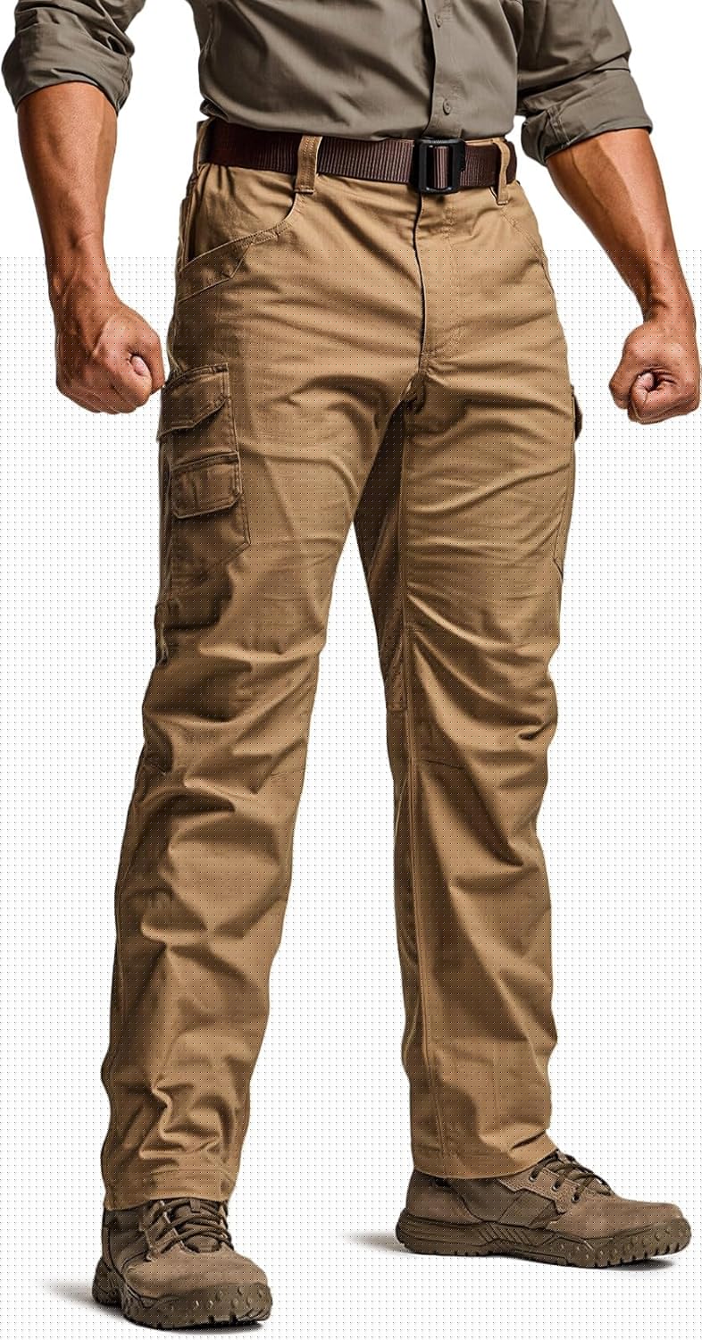 CQR Men's Utility Flex Cargo Pants for Tactical Comfort