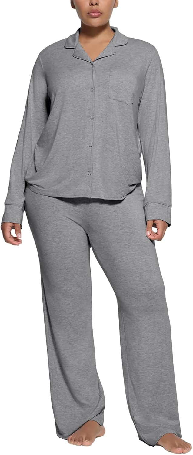 Women's Pajama Sets Long Sleeve Soft Knit Sleepwear 2 Piece Set