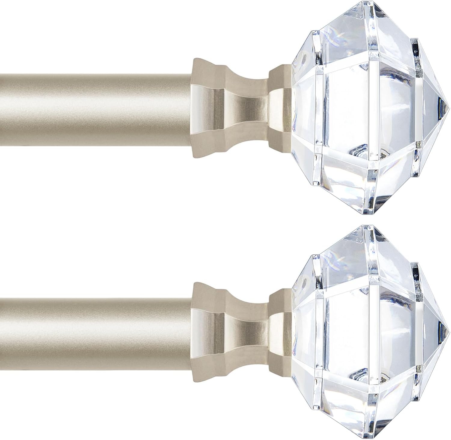 Elegant TONIAL Curtain Rods with Acrylic Diamond Finial Design