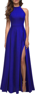 MUSHARE Women's Halter Neck Sexy Split Maxi Dress - Elegant Fit