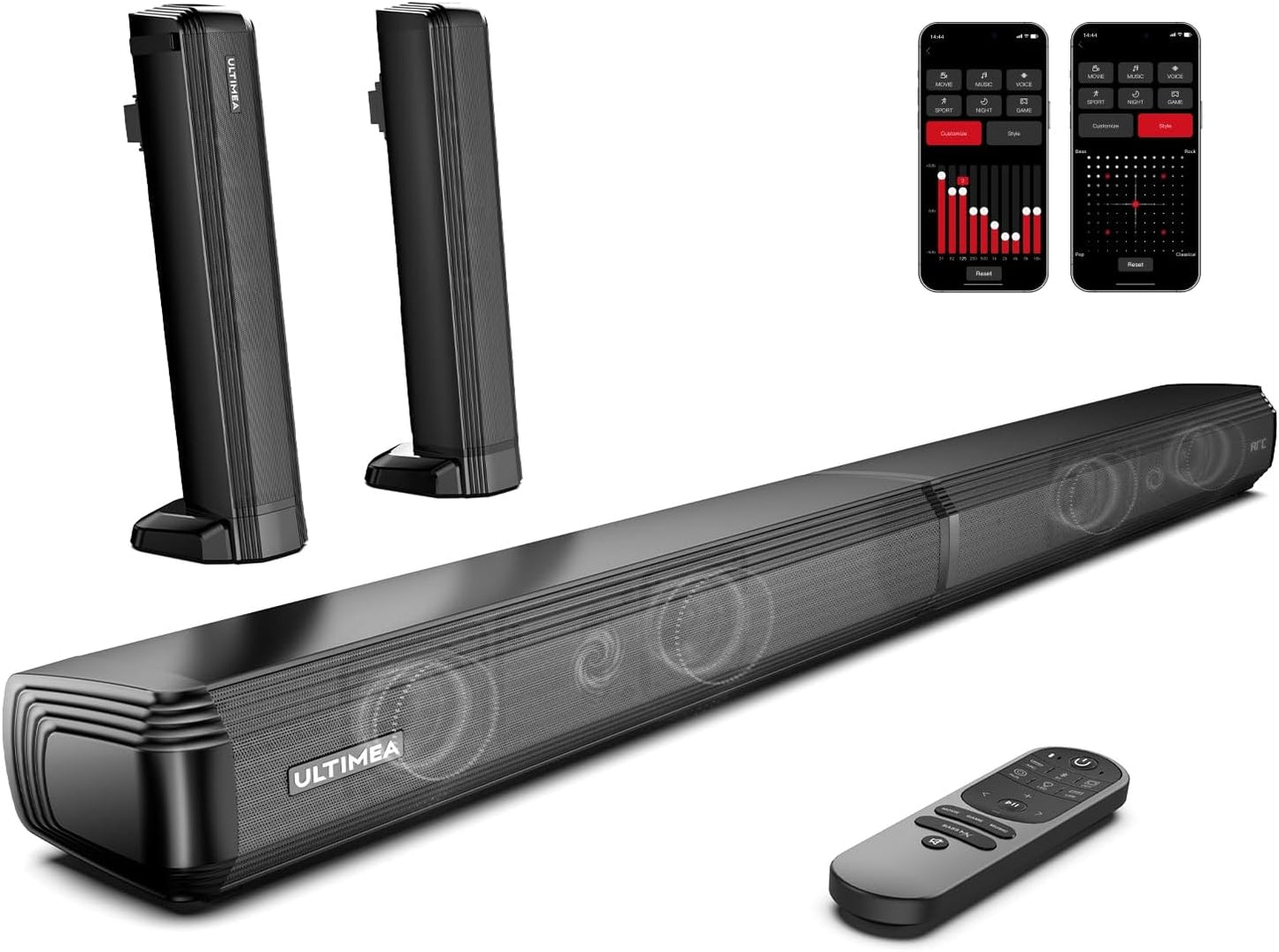 100W Peak Power Sound Bar w/ BassMX & 3 EQ