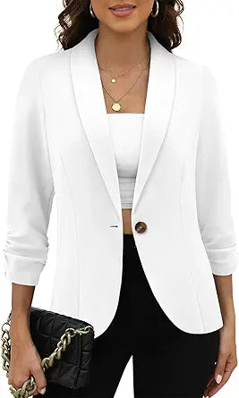 CRAZY GRID Women 3/4 Sleeve Business Casual Blazer for Style
