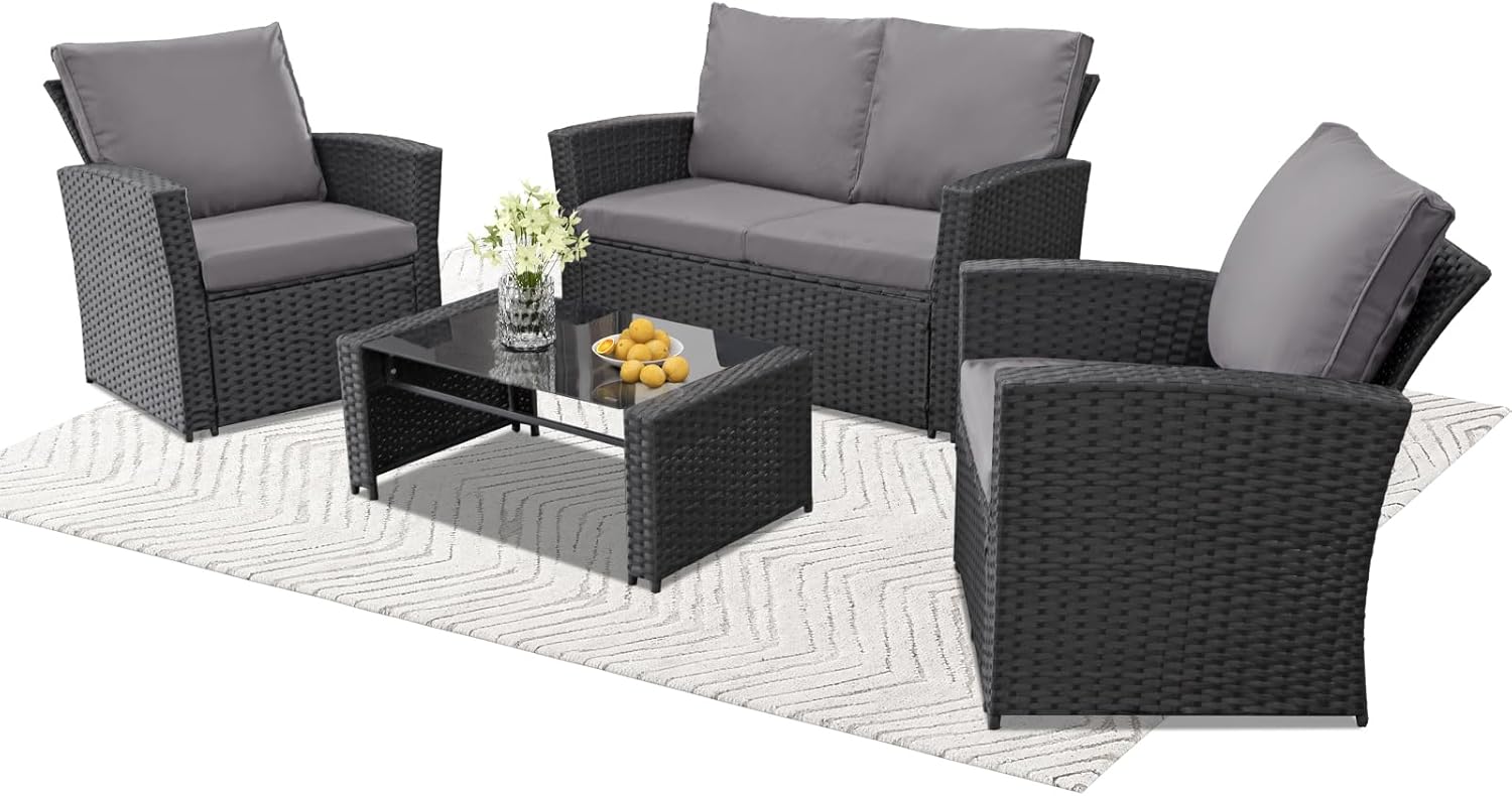 4 Piece Outdoor Patio Furniture Set for Comfort and Style