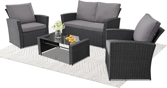 4 Piece Outdoor Patio Furniture Set for Comfort and Style