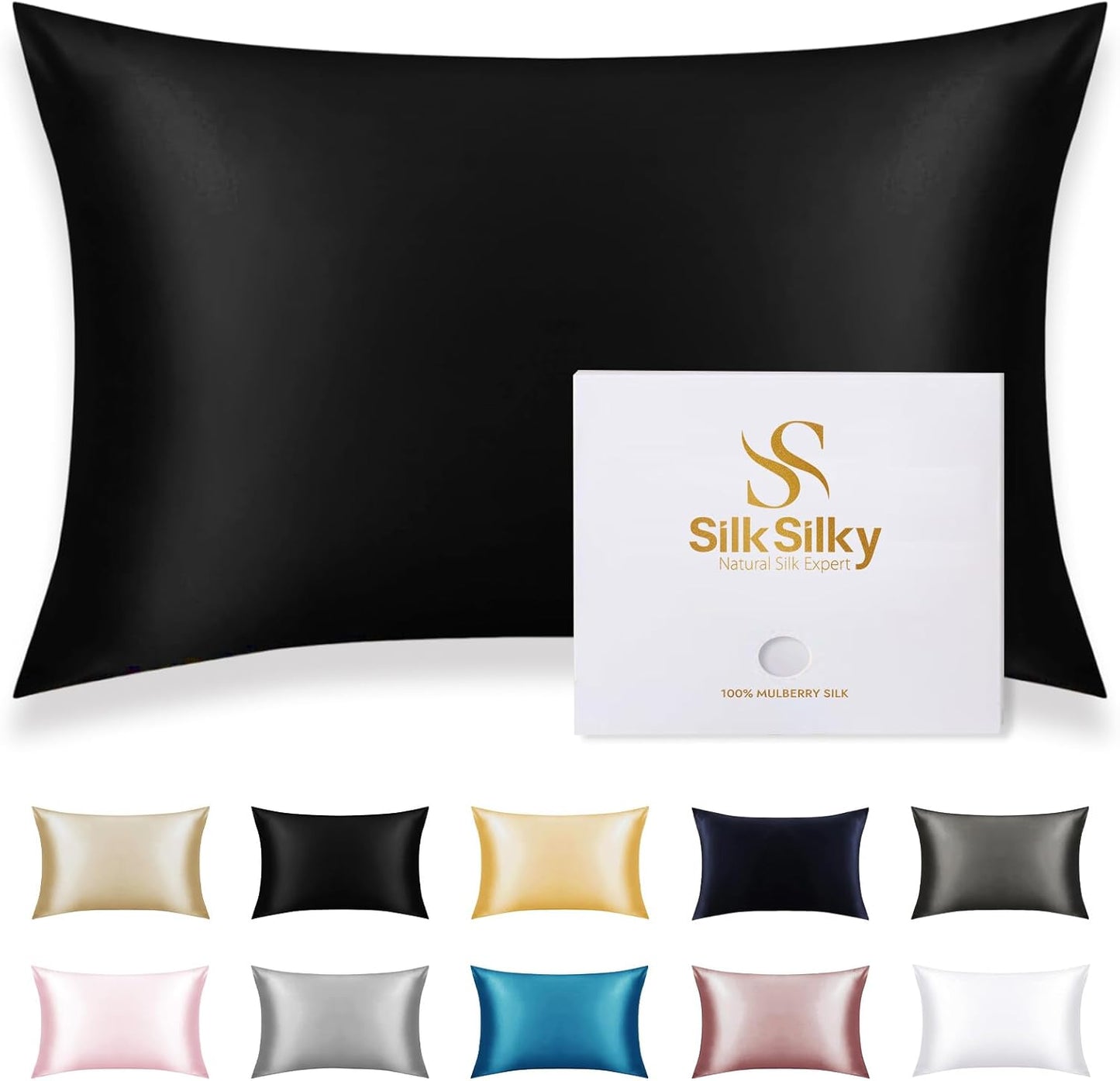 SilkSilky 100% Mulberry Silk Pillowcase for Hair & Skin Care