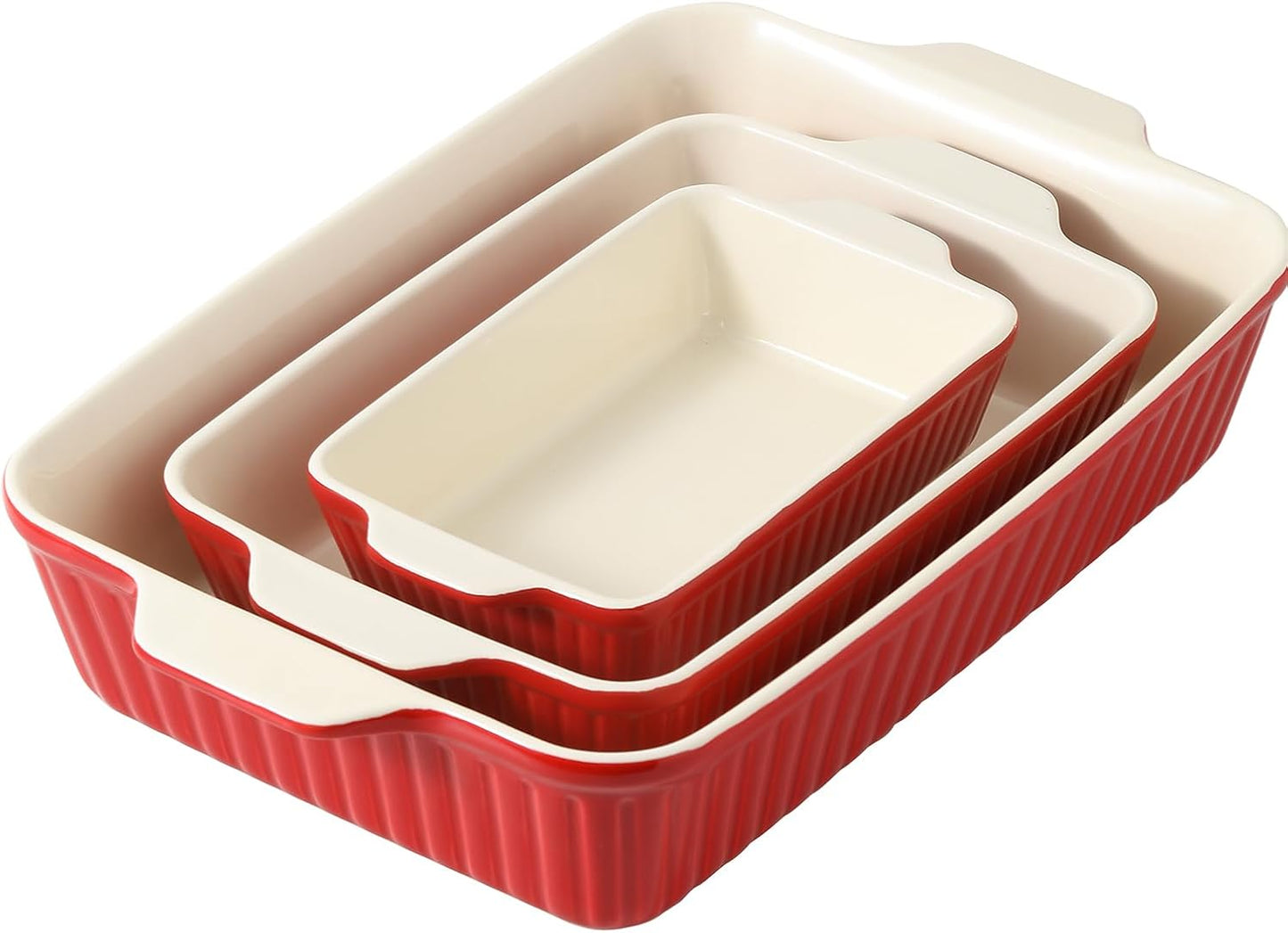 DOWAN Casserole Dishes for Oven - Set of 3 Rectangular Baking