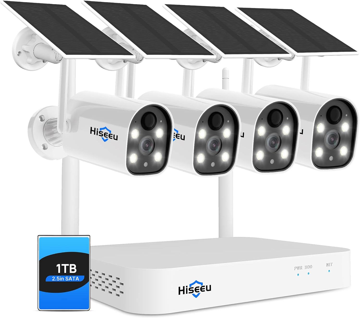Hiseeu Solar Powered Wireless Security Camera System with AI Detection