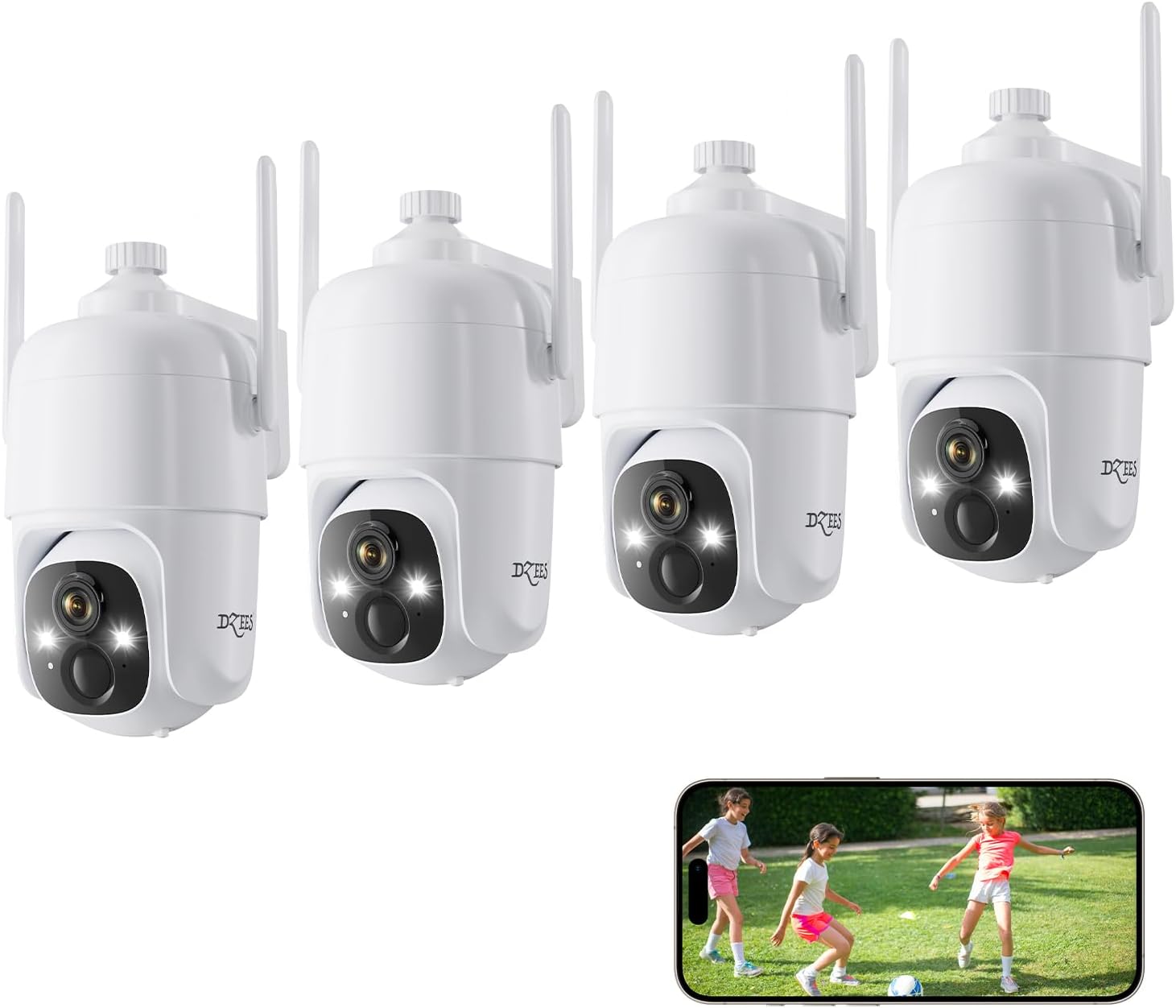 Dzees 360 PTZ Security Cameras Wireless Outdoor WiFi for Safety