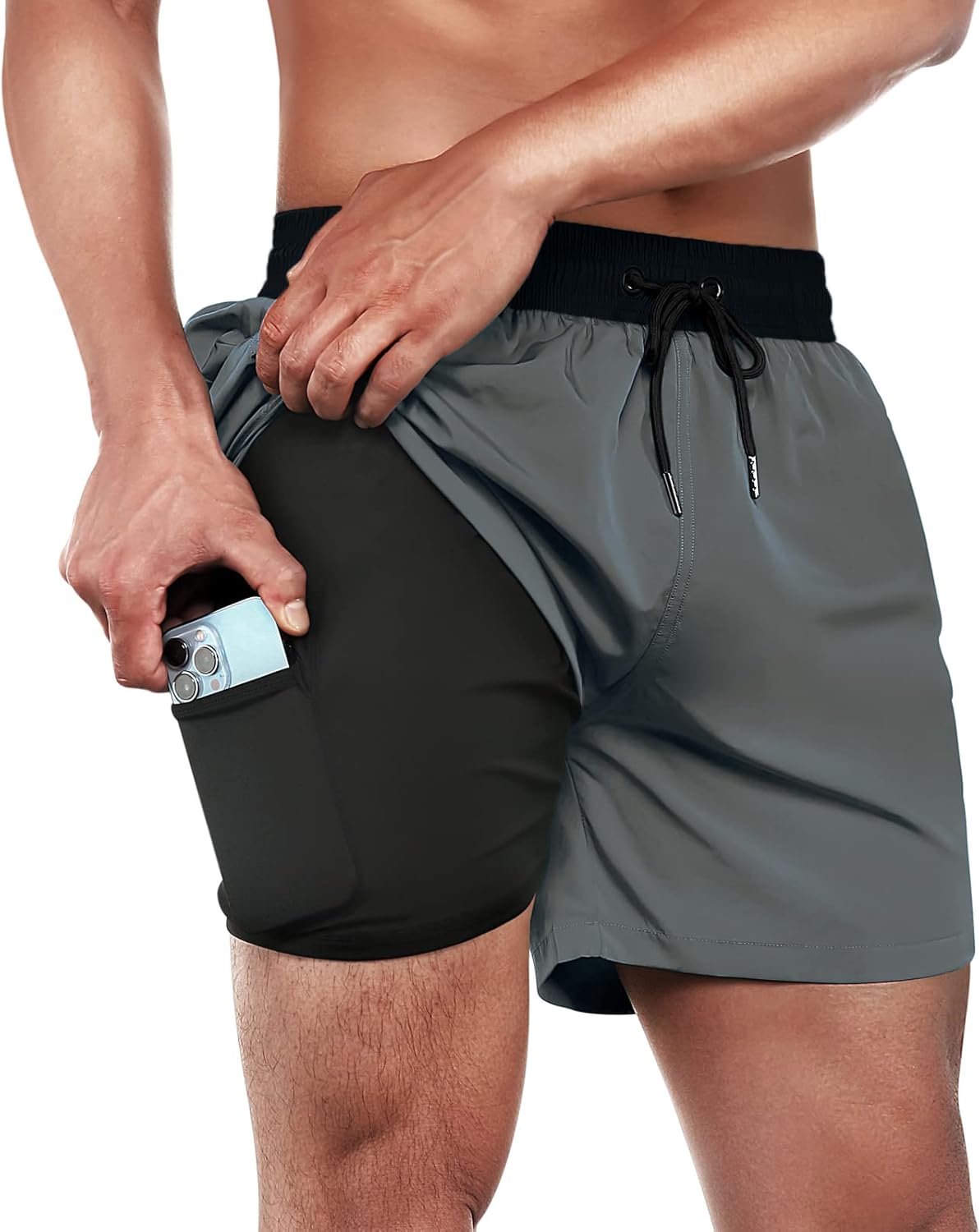 BRISIRA Mens Swim Trunks Quick Dry 5 inch Inseam Beach Shorts
