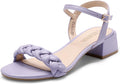Woven Braided Low Heels for Women - 1.6in Block Chunky Heel