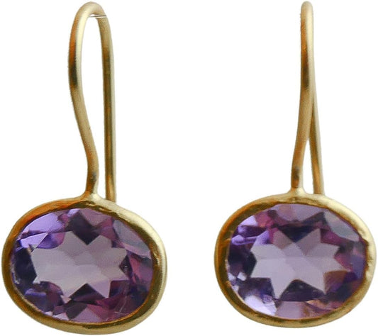 Citrine Gold Plated Sterling Silver Drop Earrings for Women