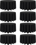 108 in Black Round Tablecloth 8 Pack - Wrinkle Resistant Linen