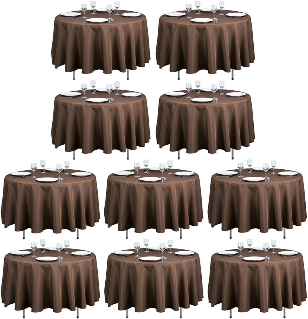 90 Inch Round Tablecloths for Weddings and Parties - 10 Pack