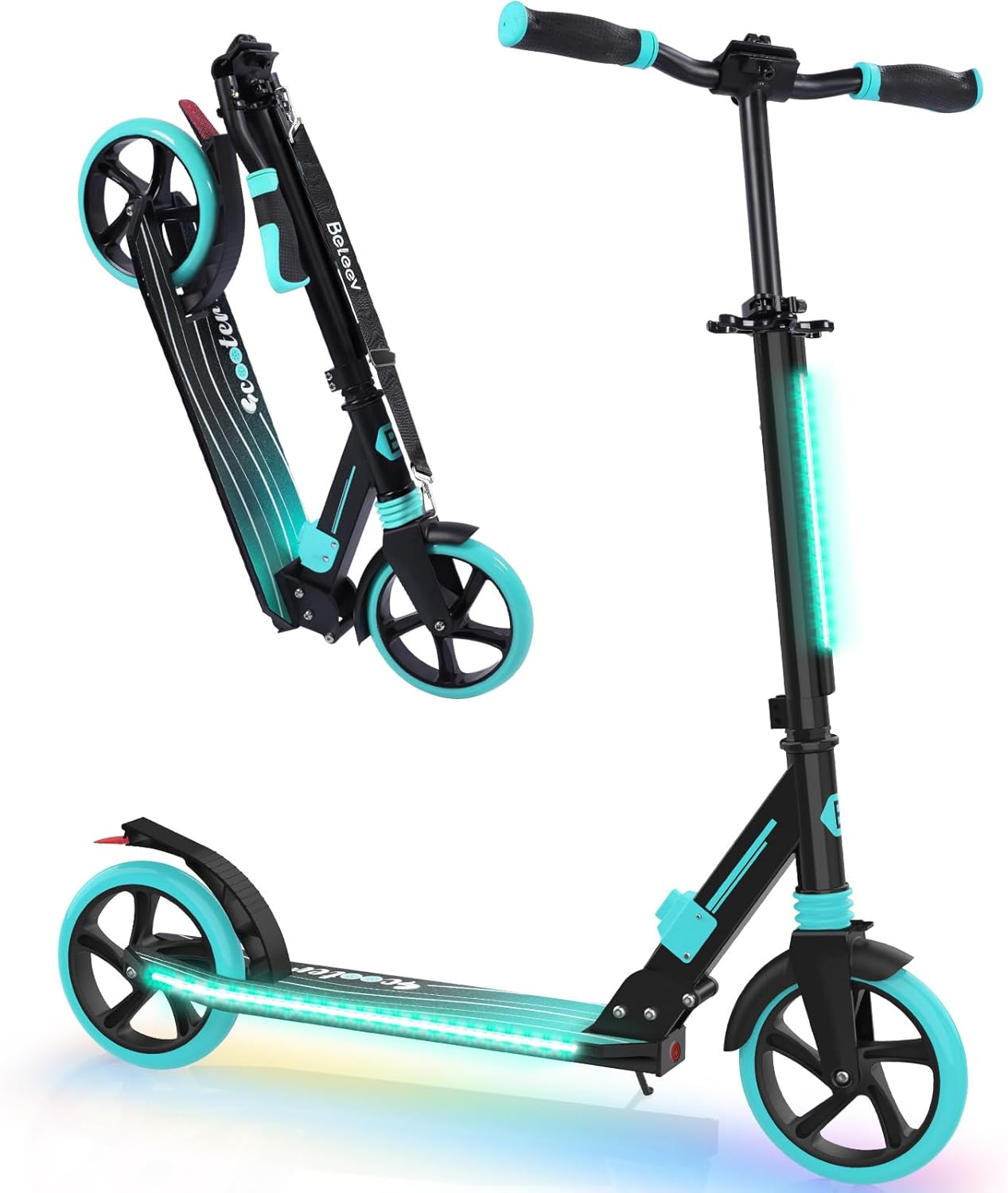BELEEV V8 Scooters for Kids Ages 6+ with Light-Up Deck