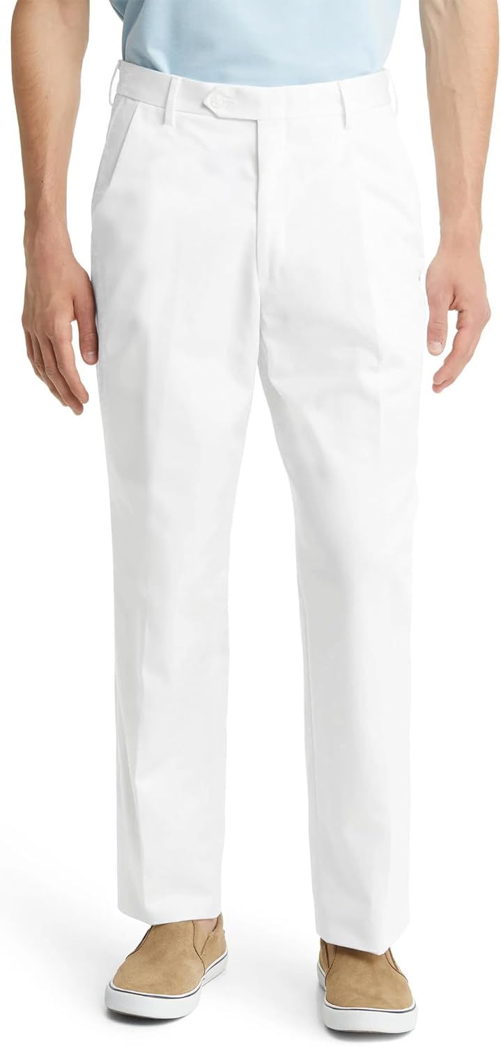Mens Classic Fit Flat Front Hidden Expandable Waist Dress Pants