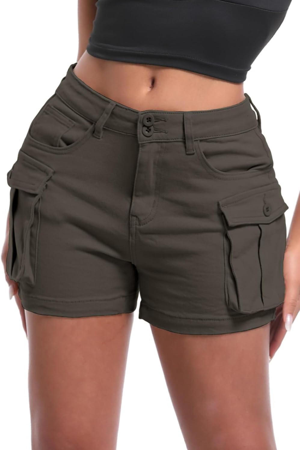 ELLEVEN Women's High-Stretch Cargo Shorts for Y2K Style