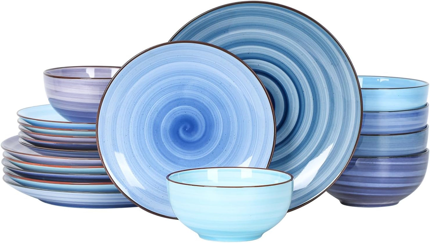 Selamica Ceramic Dinnerware Set for 6, 18 Pieces, Stylish Design