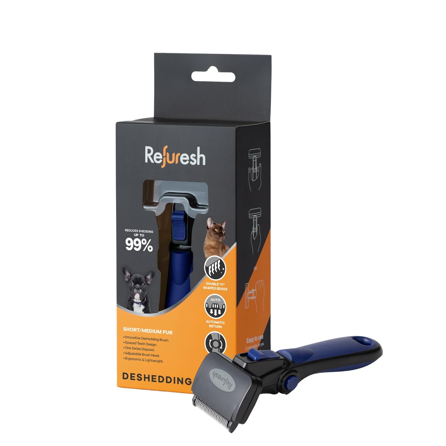 Deshedding Dog Brush for Short/Medium Hair - Gentle Tool