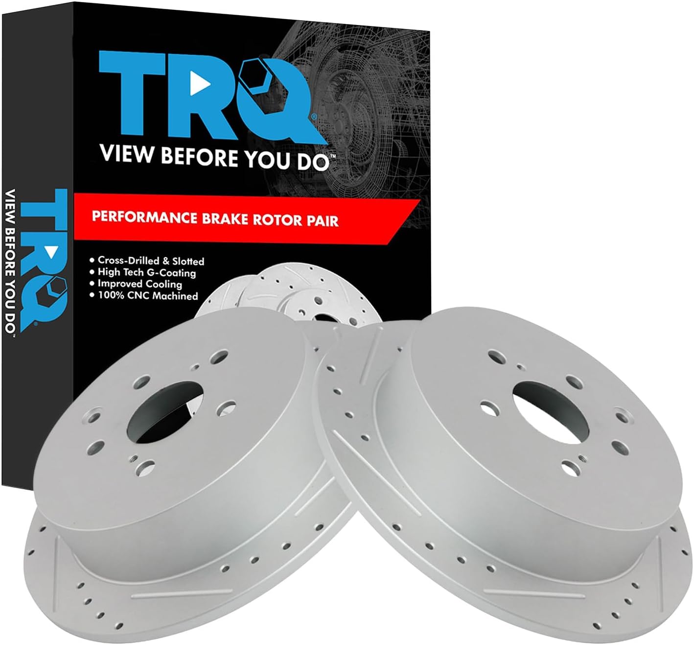 TRQ Rear Performance Brake Rotors Set for Lexus and Toyota