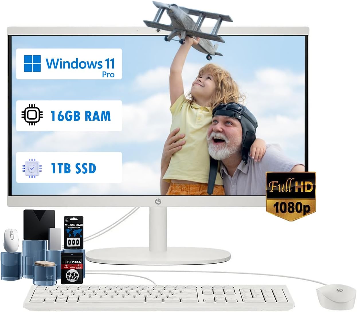 HP All-in-One Computer with 21.5ft' FHD Display and Win 11 Pro
