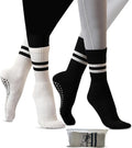 Yoga Socks with Grips for Women - Cushioned Non Slip Crew Socks