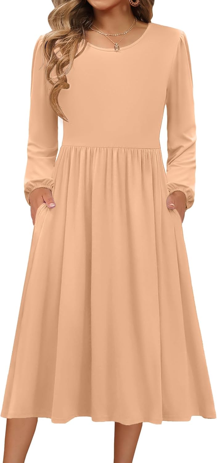 Zeagoo Long Sleeve Dresses for Women with Pockets and Style