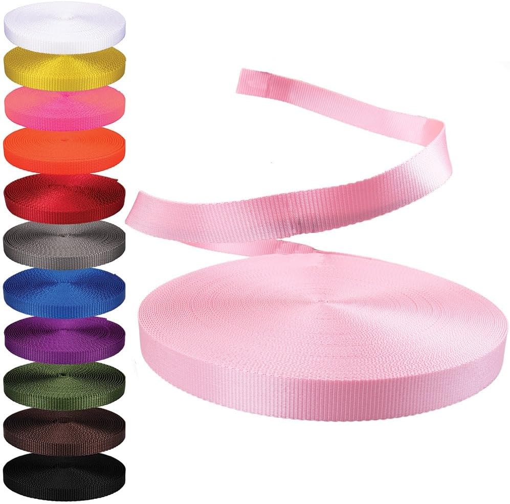 Nylon Webbing 1 in. Multipurpose Soft Pink Cargo Straps 10 Yards