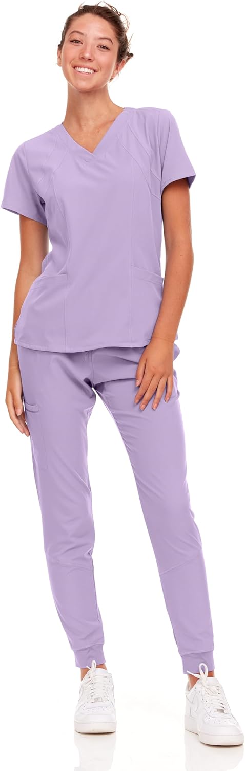 Natural Uniforms Womens Cool Stretch Jogger Scrub Set for Comfort
