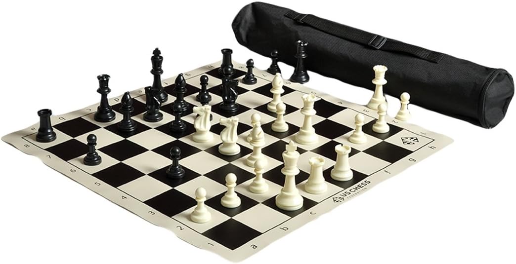 US Chess Quiver Tournament Chess Set with Triple Weighted Pieces
