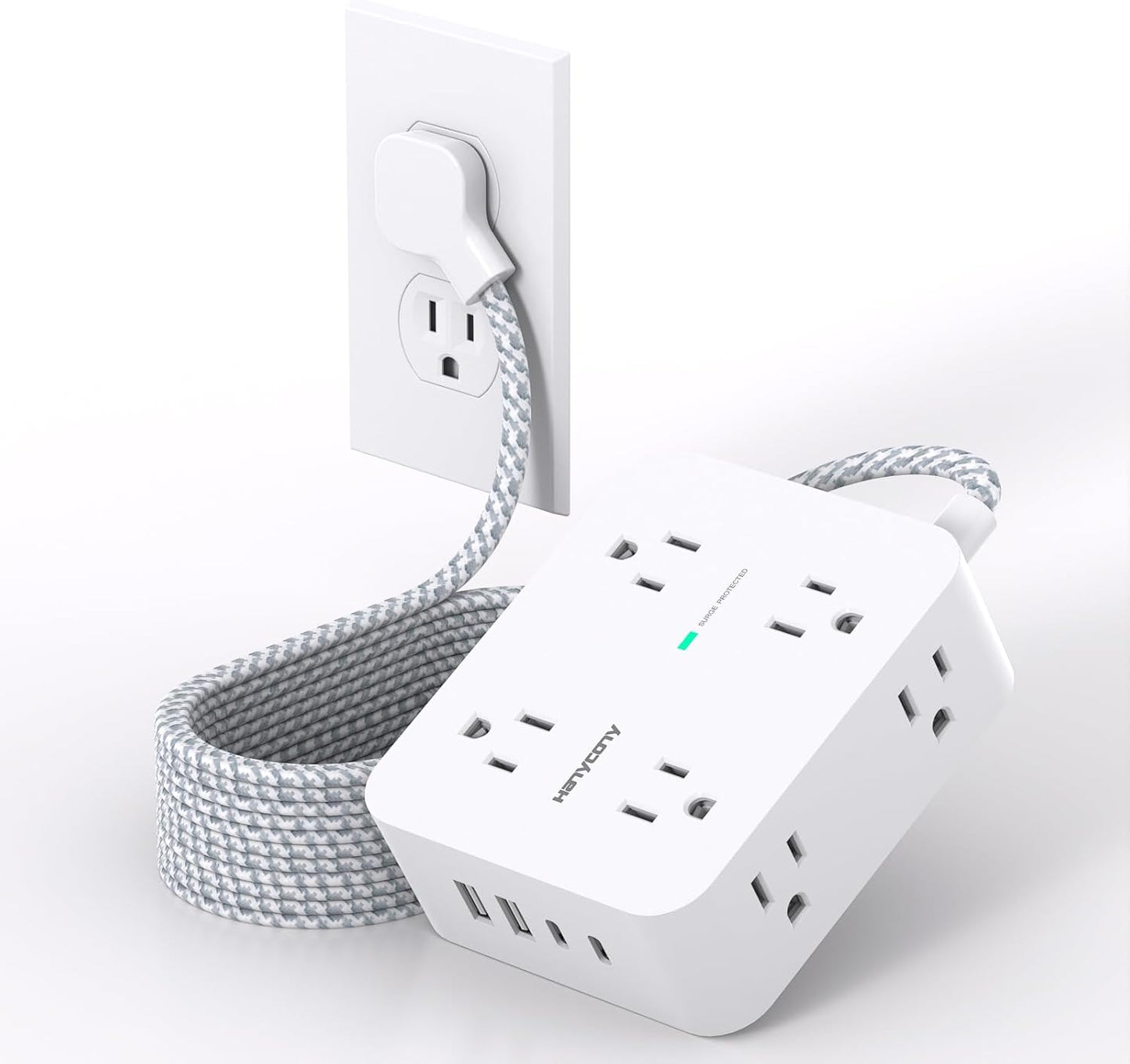 Extension Cord 25 Ft with 8 Outlets and 4 USB Ports for Home