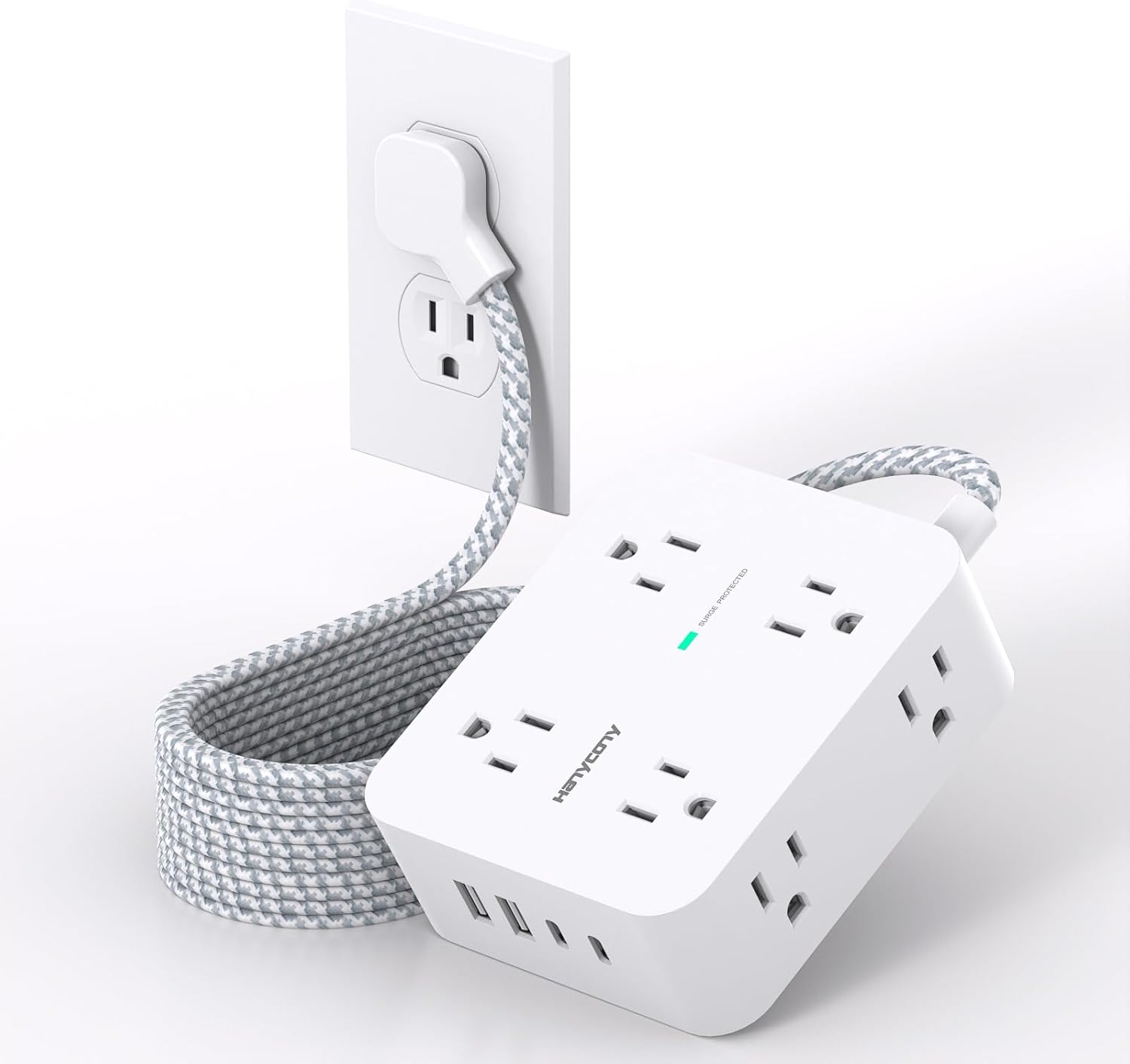 Extension Cord 25 Ft with 8 Outlets and 4 USB Ports for Home