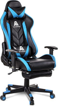 Ergonomic Gaming Chair with Footrest & Lumbar Support - Upgraded BlackBlue