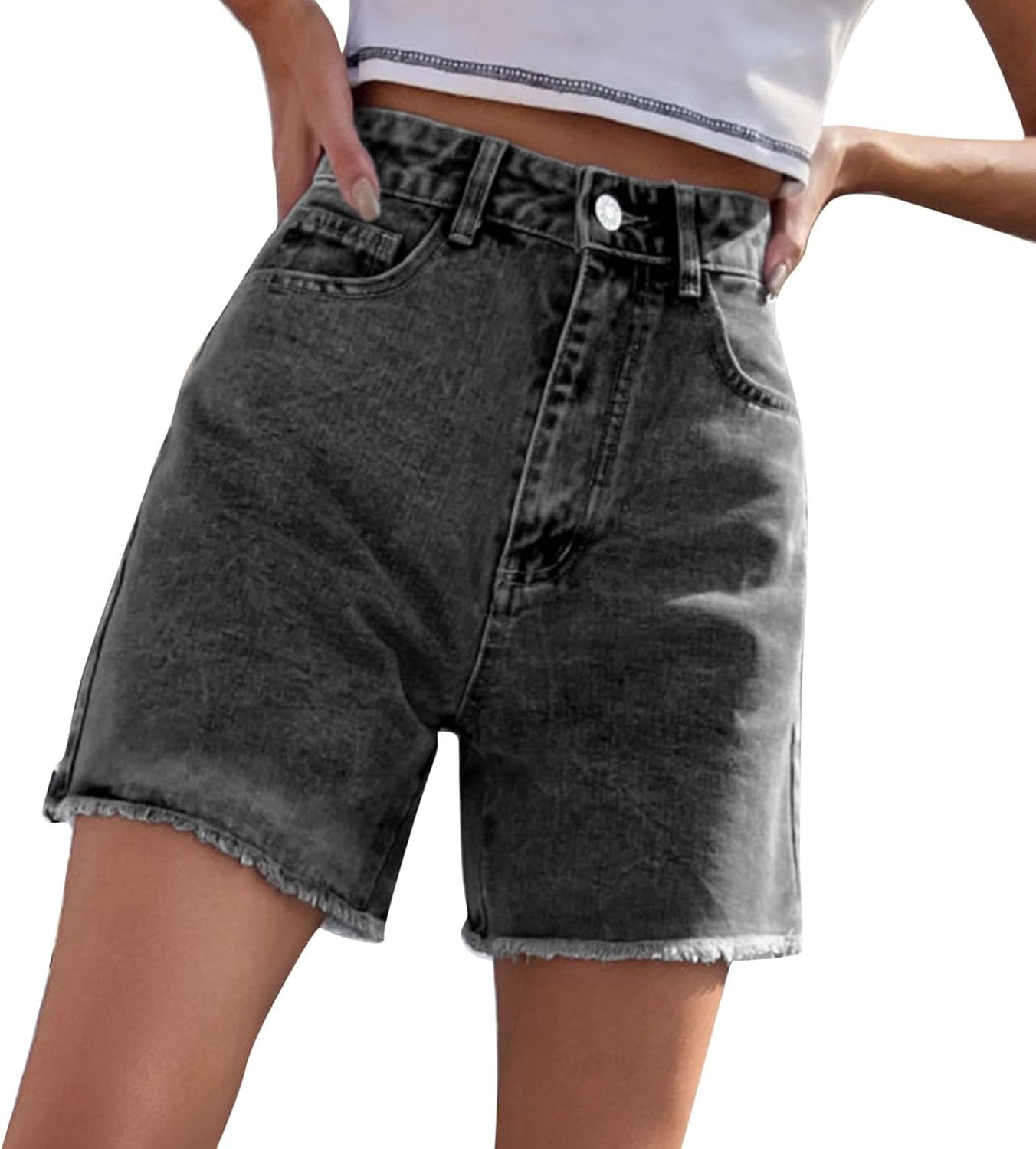 High-Waist Cotton Cargo Shorts by JEUROT