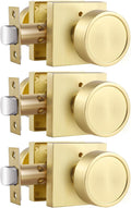 Gold Interior Door Knobs Privacy Pack (3) - Brushed Zinc Alloy Finish