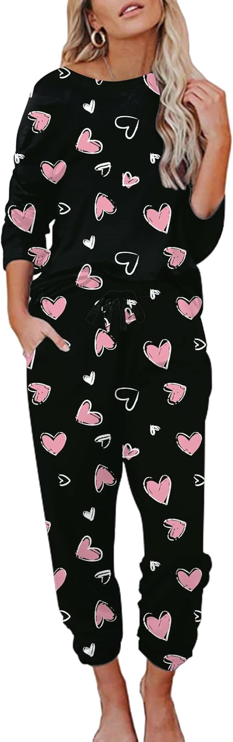Ekouaer Womens Pajamas Set Long Sleeve Loungewear for Comfort