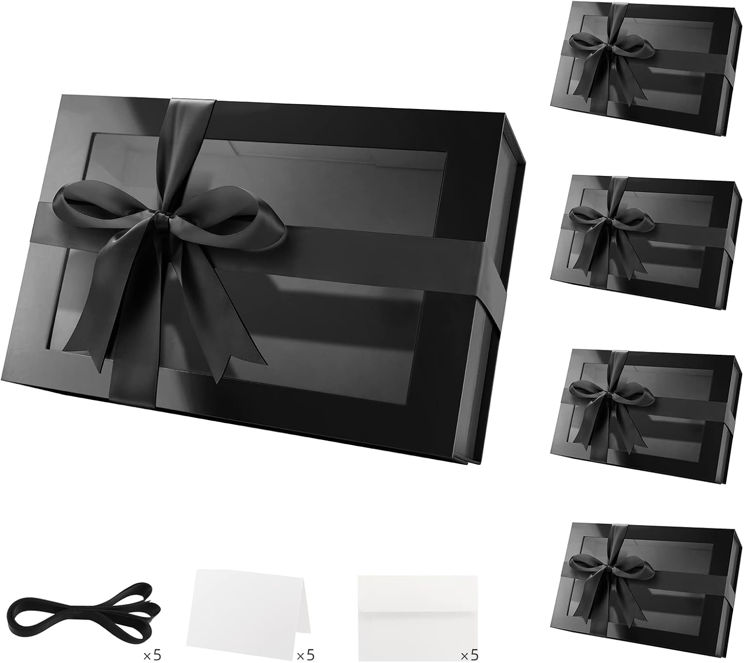 Large Black Gift Boxes with Windows for Elegant Presenting