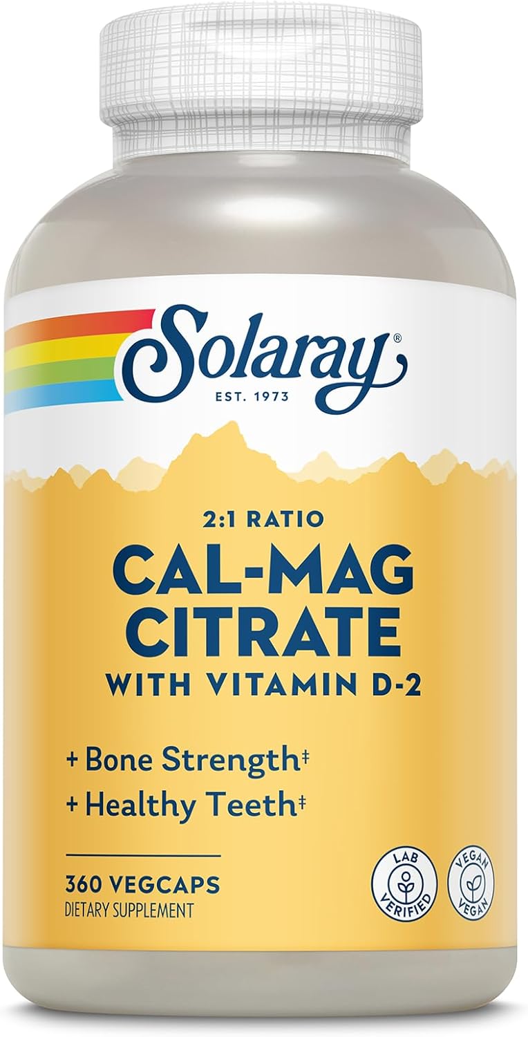 Solaray Calcium Magnesium Citrate with Vitamin D2 for Healthy Bones