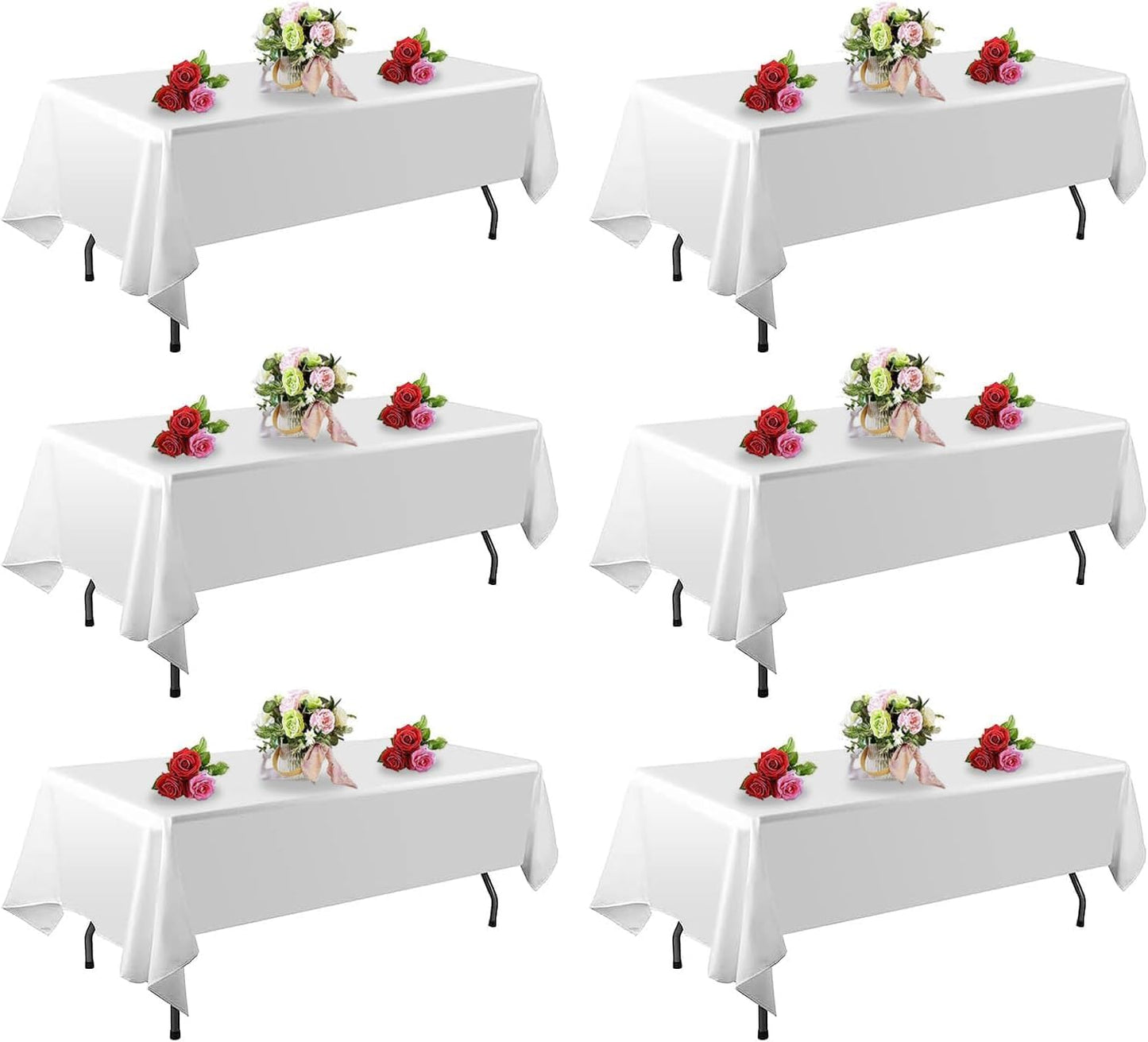 Premium 6 Pack White Table Cloths for 6FT Rectangle Tables