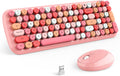 Wireless Keyboard and Mouse Combo Pink Mix - Retro Typewriter Style