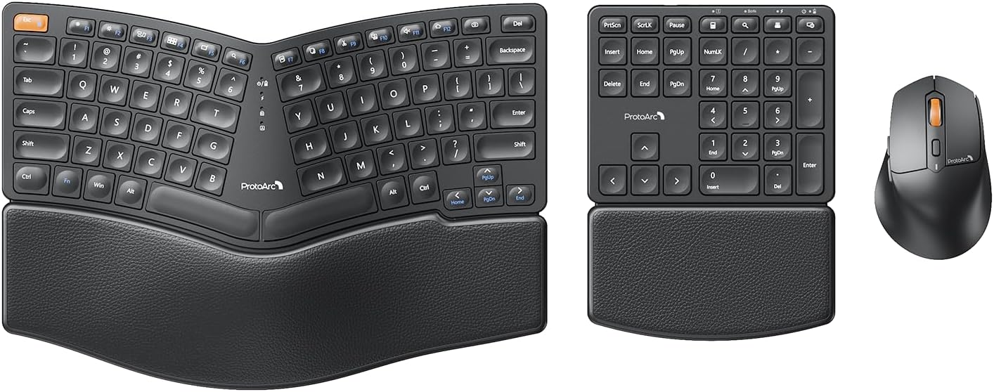 ProtoArc Wireless Ergo Keyboard Mouse: Split Design & Comfort