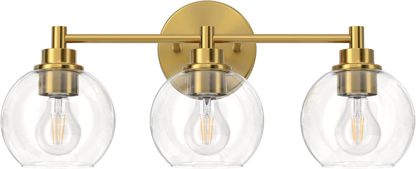 VONLUCE 3-Light Bathroom Vanity Light with Globe Glass Shades