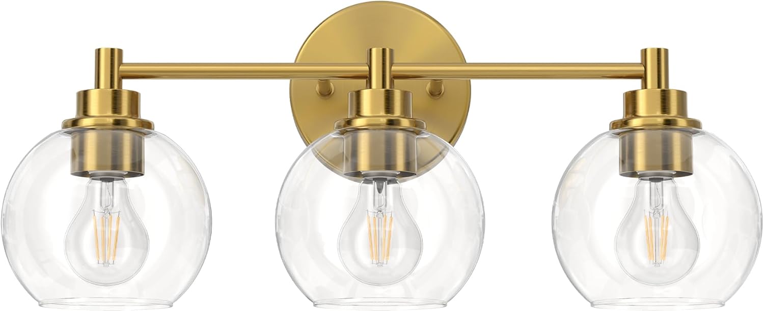 VONLUCE 3-Light Bathroom Vanity Light with Globe Glass Shades