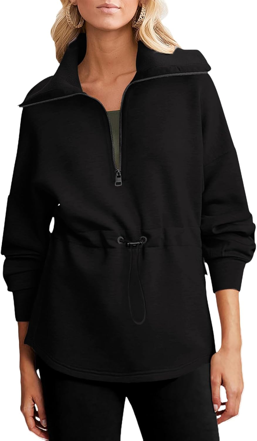 Dokotoo Womens Oversized Half Zip Sweatshirt for Casual Style