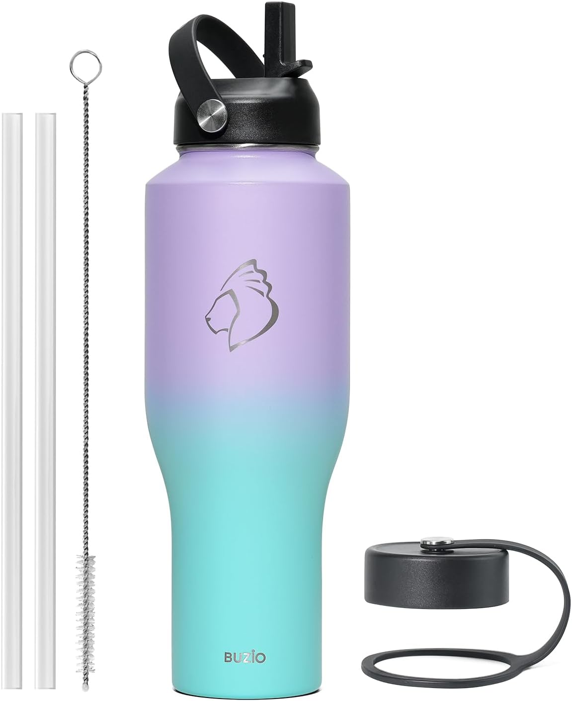 BUZIO 40oz Insulated Water Bottle Fits in Cup Holder, Dark Purple