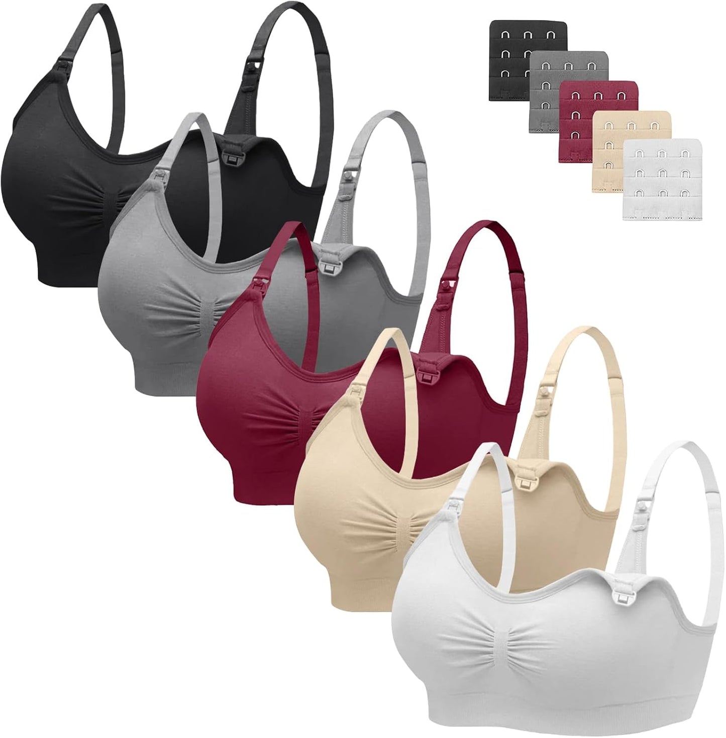 Angelhood Nursing Bra 5 Pack for Maternity and Breastfeeding