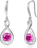 Infinity Pink Tourmaline Drop Earrings for Women - Sterling Silver
