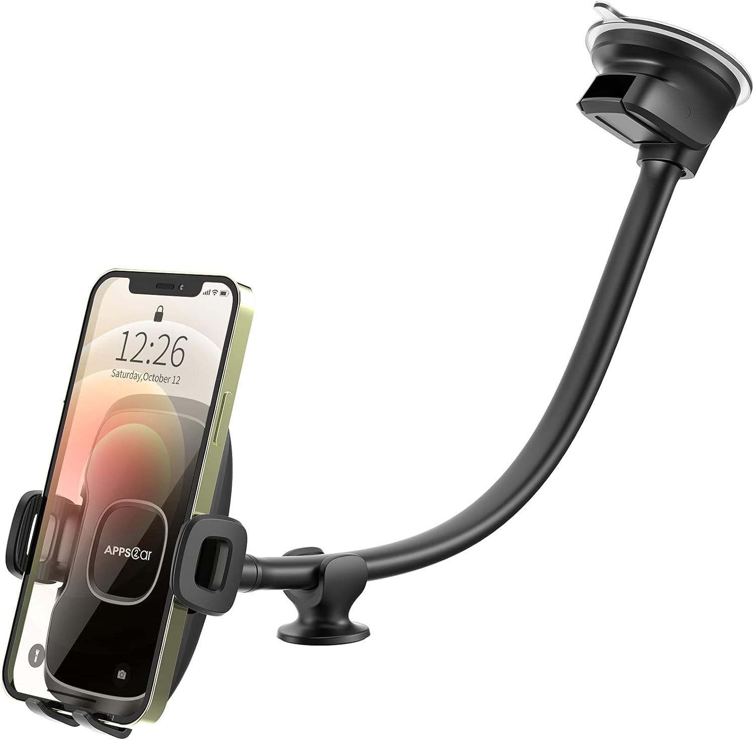 13'' Gooseneck Car Phone Holder for Truck | Anti Shake Stabilizer | Fits iPhone & Samsung