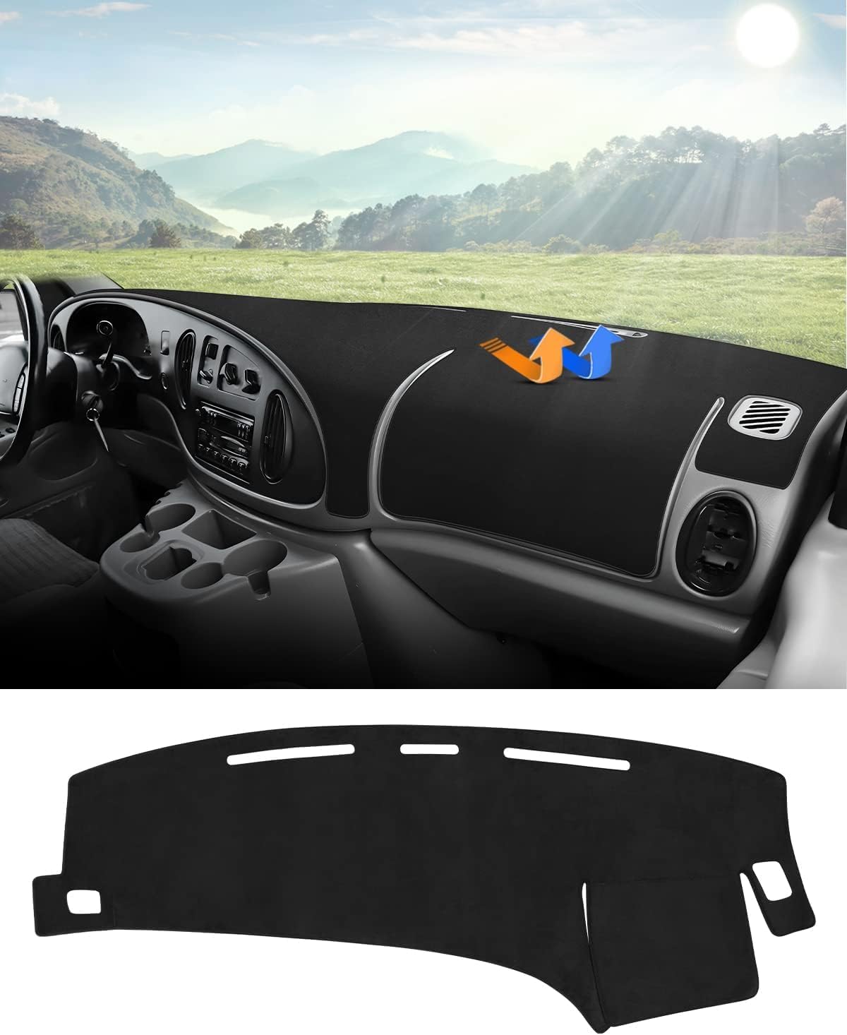 Custom Fit Dashboard Cover Mat for Ford E150 E250 E350 1997-2008