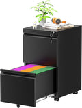 Greenvelly 2 Drawer Mobile File Cabinet with Lock - Under Desk Storage