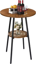 Boho Round Bar Table with Rattan Shelf - ZYBT